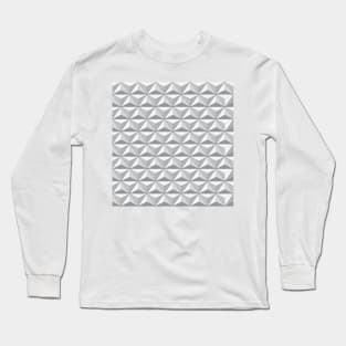 Geodesic Sphere, Greyscale - Dark Long Sleeve T-Shirt